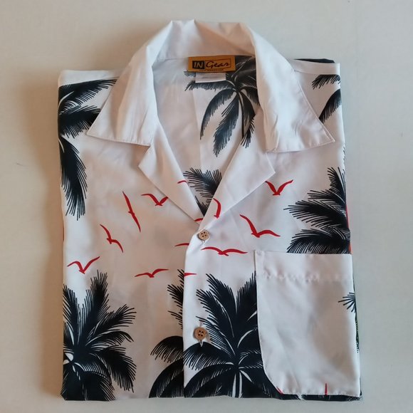INGear Hawaiian palm tree patterned lightweight short sleeve Shirt size M - Picture 7 of 7